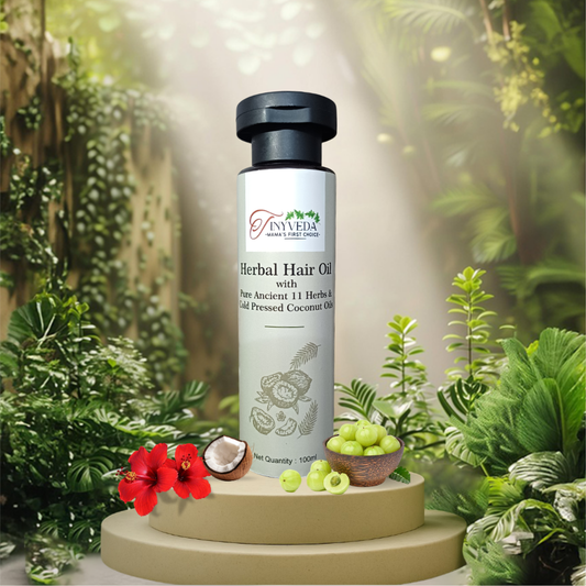 Tiny Veda Ancient Herbal Hair Oil with Cold Compressed Coconut Oil | Almond Oil |Sesame Oil & Castor Oil (100ml 11 Herbs)