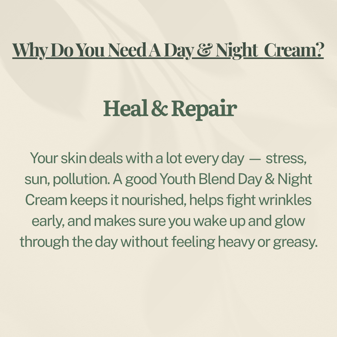 Tiny Veda Youth Blend Skin Firming Day & Night Face Cream With Saffron, AHA, Vitamin B3 & Vitamin C | Tan Removal | Improved Skin Texture (7 Herbs, 50g)