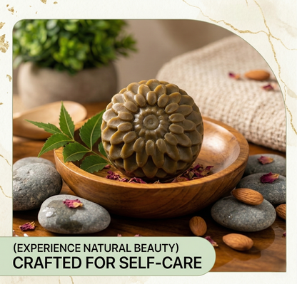 Tinyveda Neem & Sweet Almond Oil Handmade Organic Soap with Vitamin E, Vegetable Glycerine & Rose Extracts