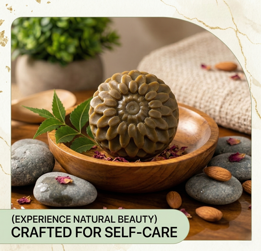 Tinyveda Neem & Sweet Almond Oil Handmade Organic Soap with Vitamin E, Vegetable Glycerine & Rose Extracts