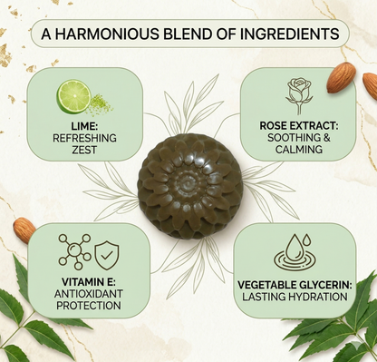 Tinyveda Neem & Sweet Almond Oil Handmade Organic Soap with Vitamin E, Vegetable Glycerine & Rose Extracts